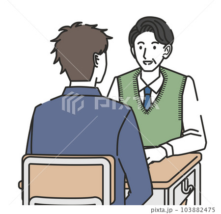 面談をする男子中学生・男子高校生 面談をする男子中学生・男子高校生 103882475