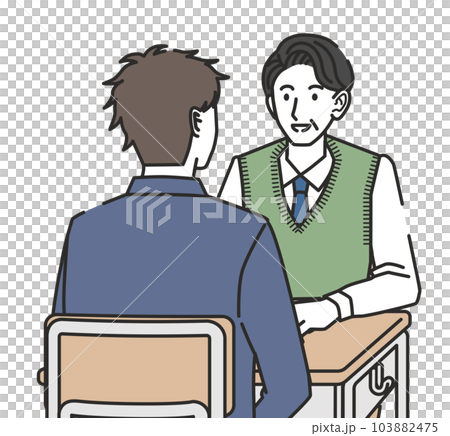 面談をする男子中学生・男子高校生 面談をする男子中学生・男子高校生 103882475