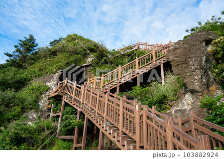Jeju island, South Korea - Jun. 04, 2023: Beautiful Seongsan Ilchulbong at Jeju do (Jeju island). 103882924