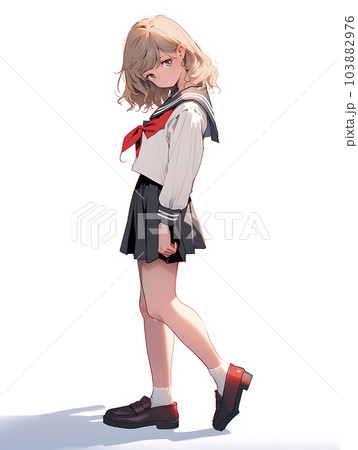 女子高生の立ち姿　全身　アニメイラスト（Generative AI） 103882976