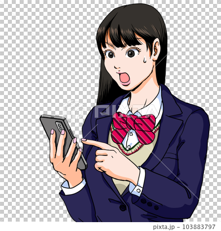 A high school girl who touches a smartphone with a seriously angry face_"Furious" of emotions 103883797