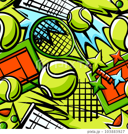 Pattern with tennis items. Sport club illustration. 103883927