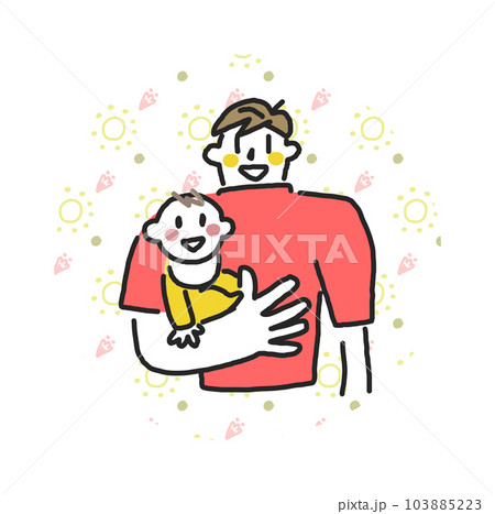 幼い赤ちゃんを抱っこした若い父親 育メン イラスト素材 幼い赤ちゃんを抱っこした若い父親 育メン イラスト素材 103885223