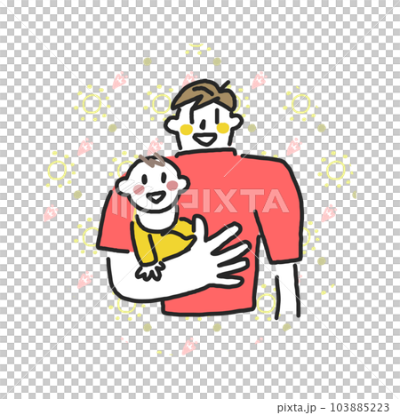 一個年輕的父親抱著一個年輕的嬰兒 Ikumen 插圖素材 一個年輕的父親抱著一個年輕的嬰兒 Ikumen 插圖素材 103885223