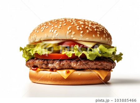 Cheeseburger or hamberger on a white background. fast food Cheeseburger or hamberger on a white background. fast food 103885466