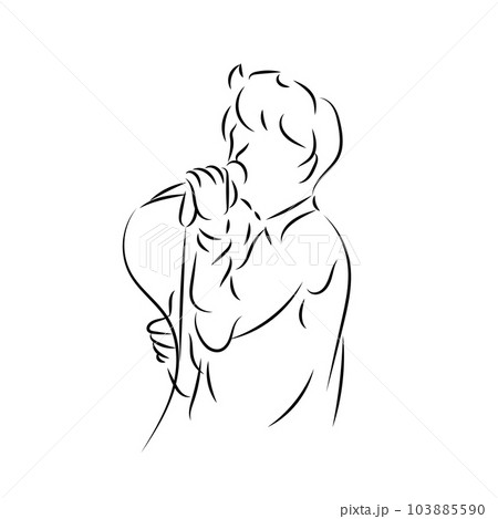 Drawing of a singer with microphone 103885590