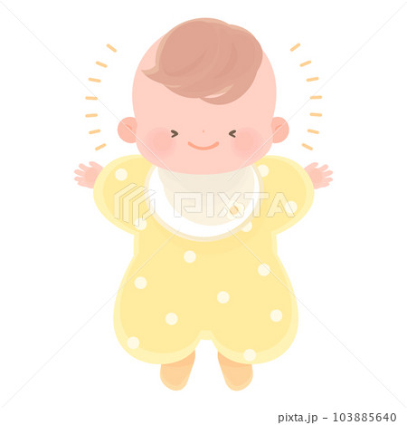 嬉しそうな笑顔の赤ちゃんの全身イラスト 嬉しそうな笑顔の赤ちゃんの全身イラスト 103885640