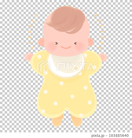 嬉しそうな笑顔の赤ちゃんの全身イラスト 嬉しそうな笑顔の赤ちゃんの全身イラスト 103885640