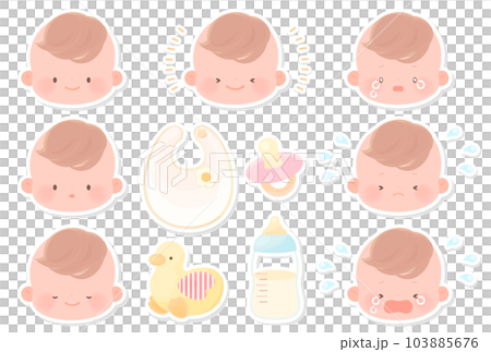 Baby's cute facial expression set bordered Baby's cute facial expression set bordered 103885676