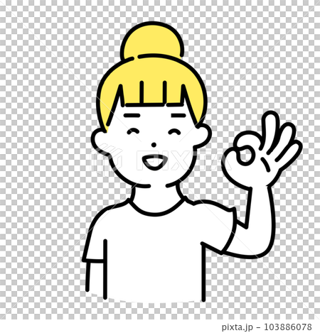 かわいい人物のイラストシリーズ _ カジュアルな女性_ okサイン かわいい人物のイラストシリーズ _ カジュアルな女性_ okサイン 103886078