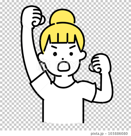 かわいい人物のイラストシリーズ _ カジュアルな女性_ 抗議 かわいい人物のイラストシリーズ _ カジュアルな女性_ 抗議 103886080
