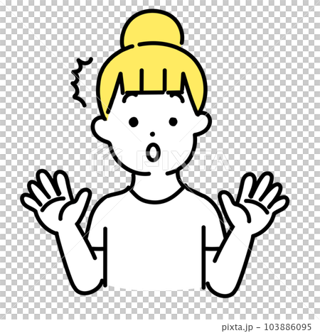 かわいい人物のイラストシリーズ _ カジュアルな女性_ 驚く かわいい人物のイラストシリーズ _ カジュアルな女性_ 驚く 103886095