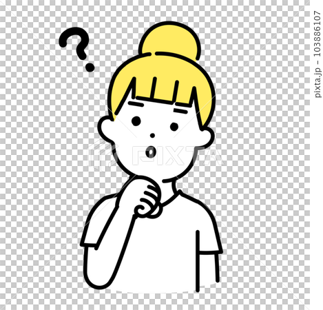 かわいい人物のイラストシリーズ _ カジュアルな服装の女性_ 疑問 103886107