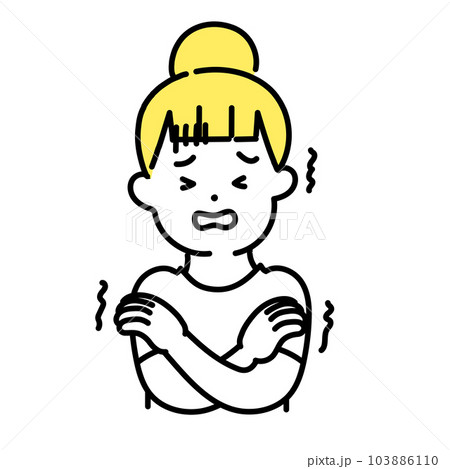 かわいい人物のイラストシリーズ _ カジュアルな服装の女性_ 寒い 103886110