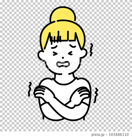 かわいい人物のイラストシリーズ _ カジュアルな服装の女性_ 寒い 103886110