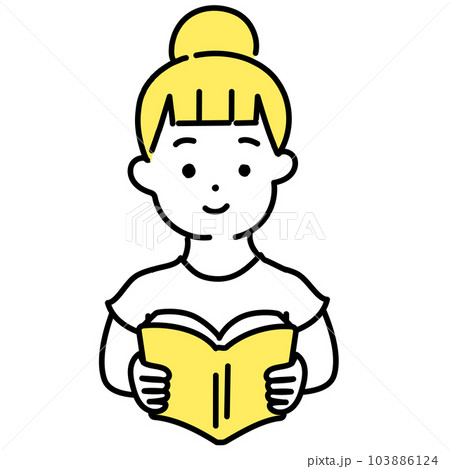 かわいい人物のイラストシリーズ _ カジュアルな服装の女性_ 読書 103886124
