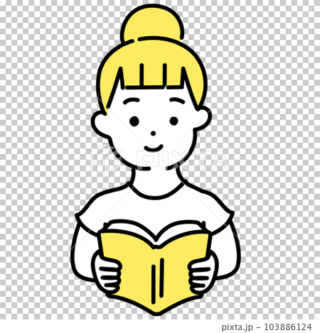 かわいい人物のイラストシリーズ _ カジュアルな服装の女性_ 読書 103886124