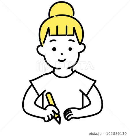 かわいい人物のイラストシリーズ _ カジュアルな服装の女性_ 学ぶ 103886130
