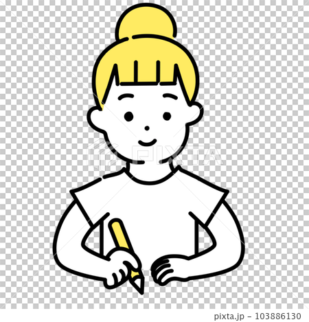 かわいい人物のイラストシリーズ _ カジュアルな服装の女性_ 学ぶ 103886130
