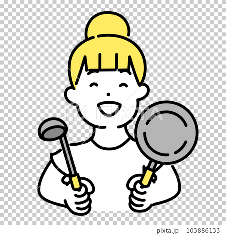 かわいい人物のイラストシリーズ _ カジュアルな服装の女性_ 料理 103886133