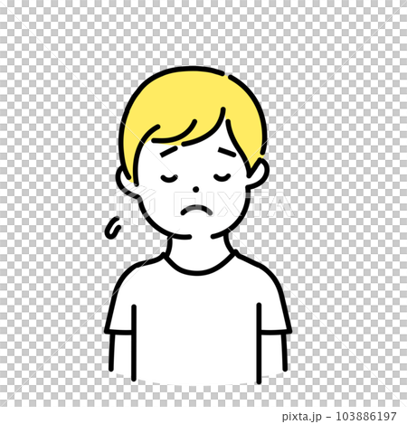 Illustration series of cute people _ casual men _ looking down Illustration series of cute people _ casual men _ looking down 103886197