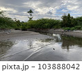 Philippines The river flowing down from the mountains flows into the sea on the shores of pollution with plastic and other garbage ecology 103888042