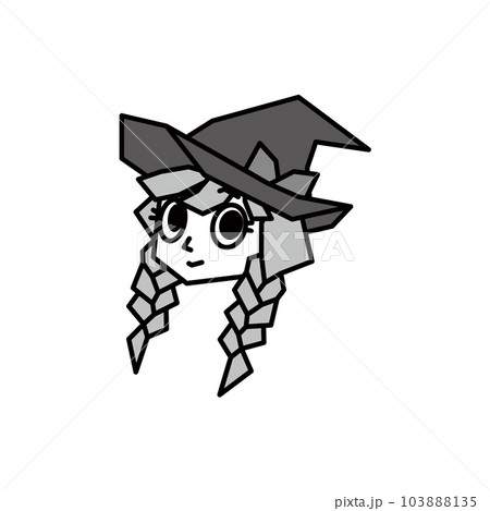 魔女のイラスト モノクロ 103888135