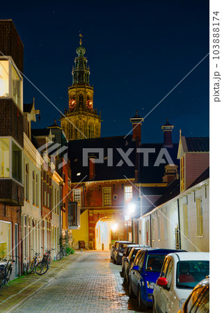 Groningen, Netherlands night Cityscape photographed at night. Groningen during a clear evening. 103888174