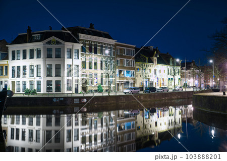 Groningen, Netherlands night Cityscape photographed at night. Groningen during a clear evening. 103888201