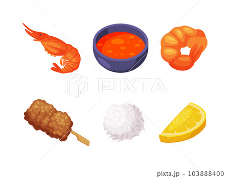 Traditional Thai Food and Dish Vector Illustration Set Traditional Thai Food and Dish Vector Illustration Set 103888400