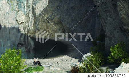 panoramic view of nice colorful huge cliff and sea 103888722