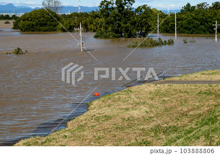 令和元年東日本台風・大雨で水没した荒川と彩湖道満グリーンパーク 令和元年東日本台風・大雨で水没した荒川と彩湖道満グリーンパーク 103888806
