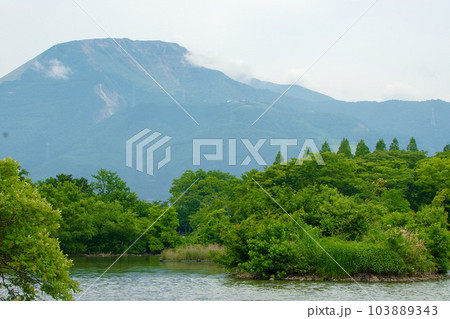 三島池から見た水蒸気をまとった伊吹山 三島池から見た水蒸気をまとった伊吹山 103889343