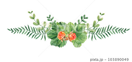 Watercolor garland summer bouquet isolated on...のイラスト素材 [103890049] - PIXTA