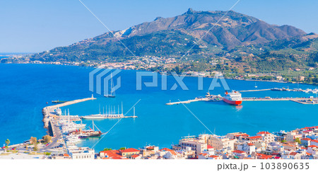 Coastal panoramic landscape of Zakynthos, Greece 103890635