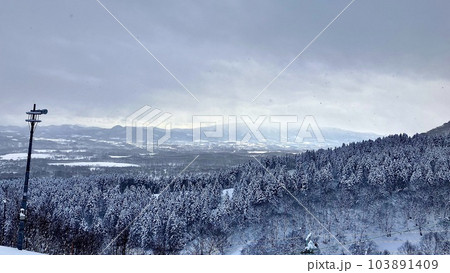 ニセコグランヒラフスキー場の雪山と暗い空 ニセコグランヒラフスキー場の雪山と暗い空 103891409
