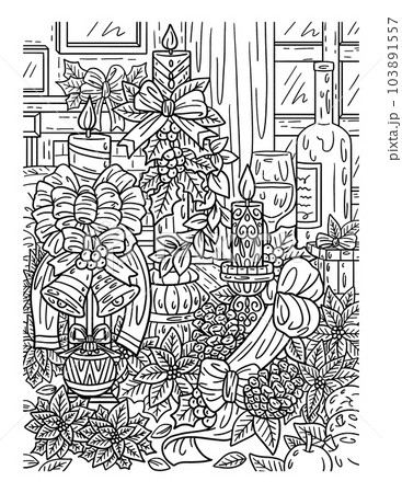 Christmas Candle Holder Coloring Page for Adults Christmas Candle Holder Coloring Page for Adults 103891557
