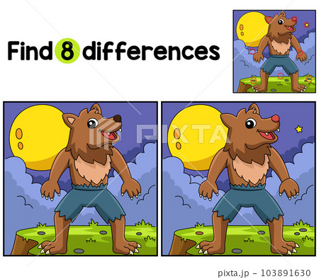 Werewolf Halloween Find The Differences Werewolf Halloween Find The Differences 103891630