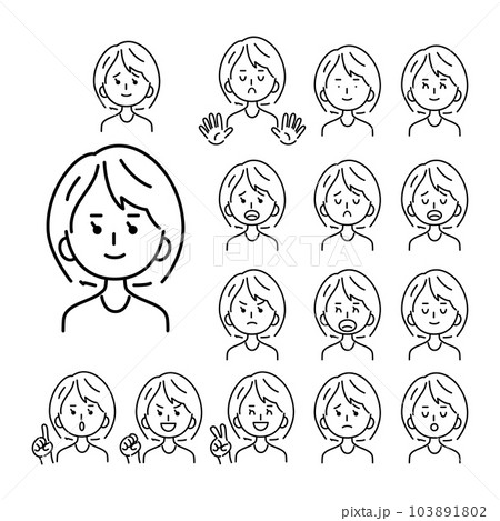 女性の表情セット 女性の表情セット 103891802