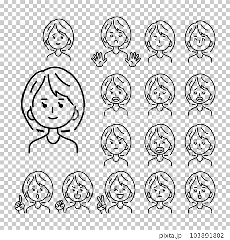 女性の表情セット 女性の表情セット 103891802