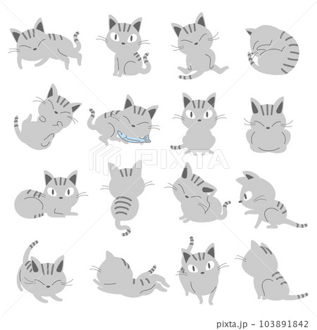 さばトラ猫のベクターイラストセット さばトラ猫のベクターイラストセット 103891842