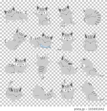さばトラ猫のベクターイラストセット さばトラ猫のベクターイラストセット 103891842