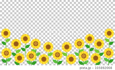 向日葵のお花畑をイメージしたイラスト　アスペクト比16：9バージョン 103892008