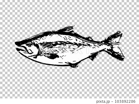 鮭の手描き和風イラスト和風素材 103892286