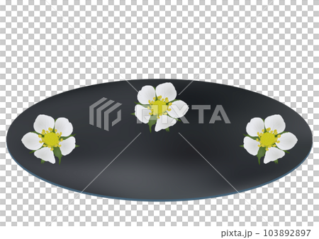 「ワイルドストロベリーの花柄の皿」青色皿 103892897