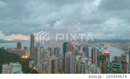 June 8 2023, Evening of the victoria harbour from peak 103894674