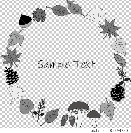 秋の植物のフレーム素材（手書き、手描き） 103894780