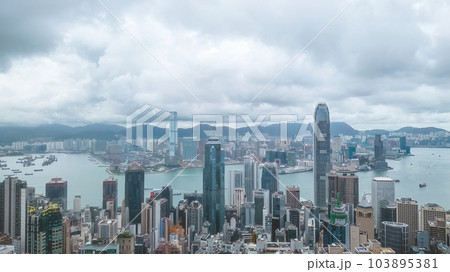 June 8 2023, Evening of the victoria harbour from peak 103895381