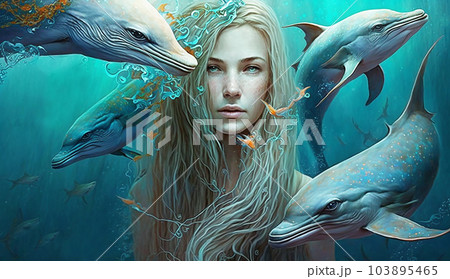 イルカと女性 海 自然 レムリア イラスト アート(AI生成画像) イルカと女性 海 自然 レムリア イラスト アート(AI生成画像) 103895465
