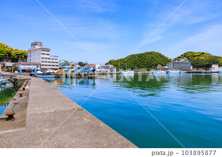 新緑輝く頃の勝浦港　和歌山県那智勝浦町 103895877